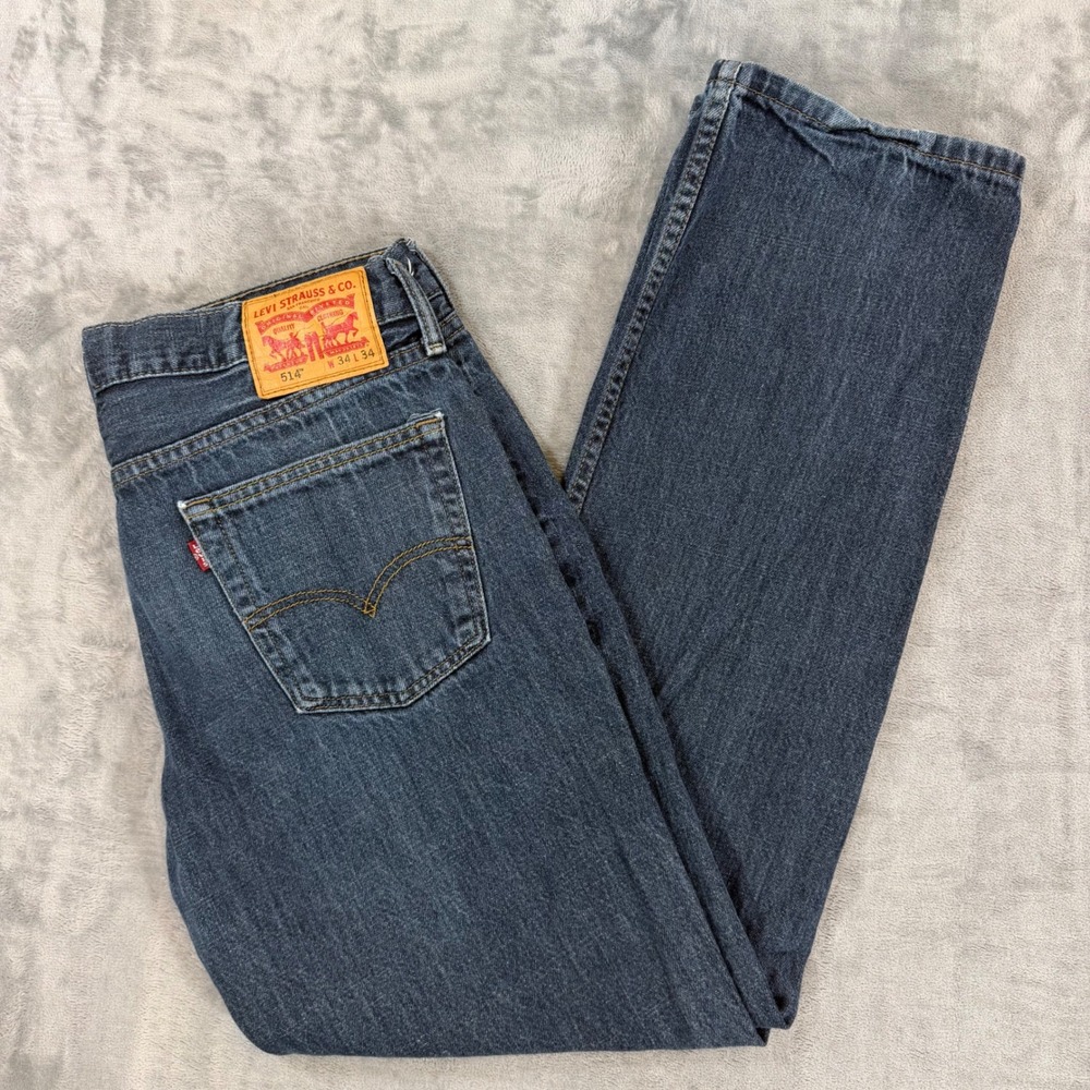 Levi's 514 Straight Leg Jeans Men's Size 34x34 Blue Dark Wash Cotton